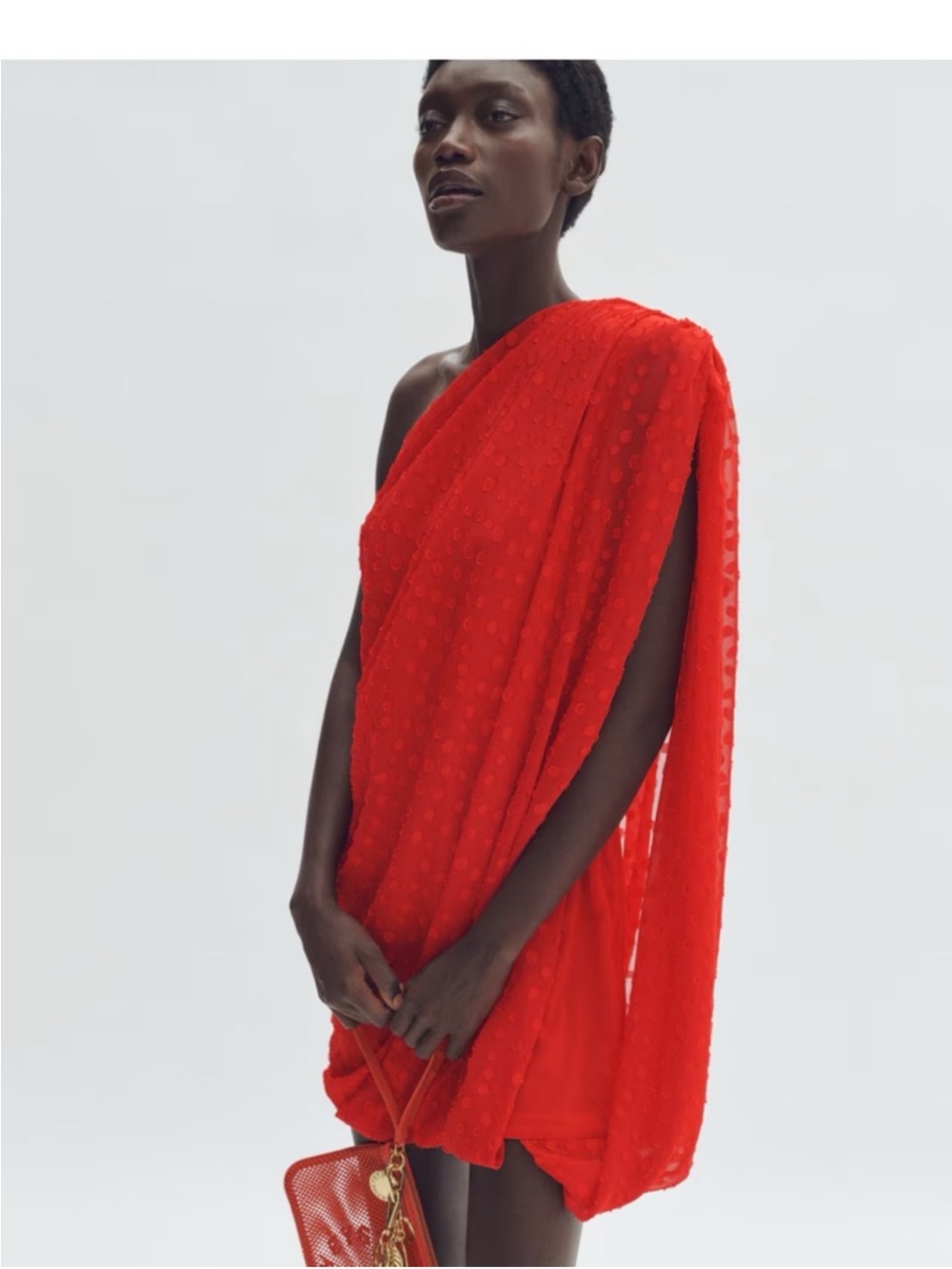 Stella McCartney One-Shoulder Draped Red Mini Dress - Picture 3 of 3
